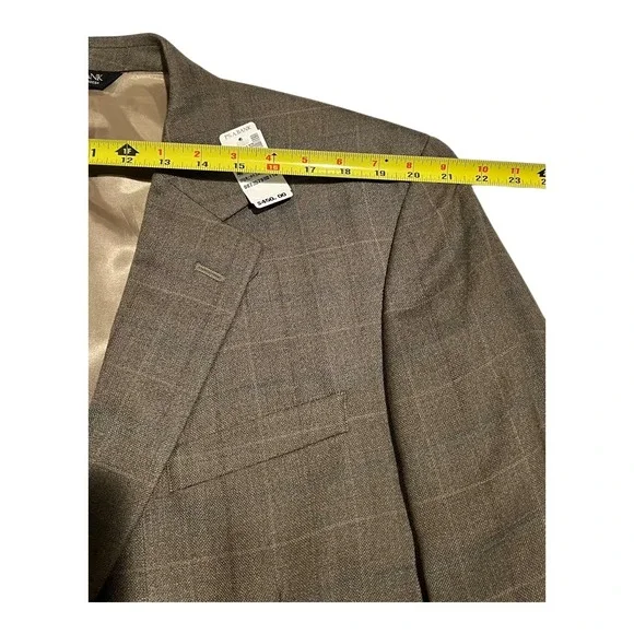 NWT Jos. A. Bank‎ Men's 46R Brown Silk Wool Plaid 2-Button Executive Jacket